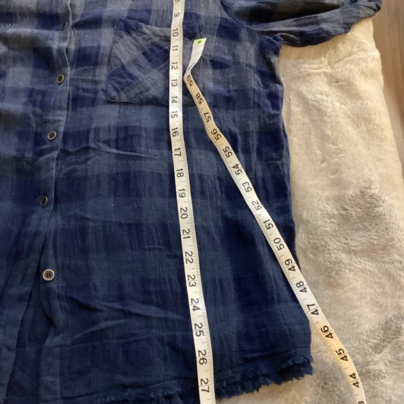 NWOT Tribal jeans blue plaid button up shirt size XL - Picture 6 of 9